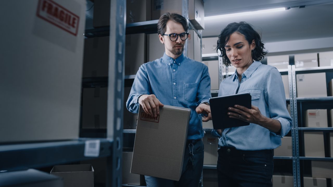 Man and woman doing inventory